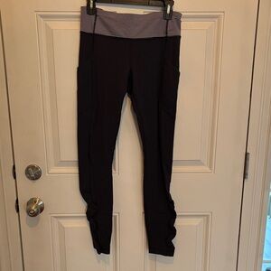 Lululemon Black Leggings with striped Waistband